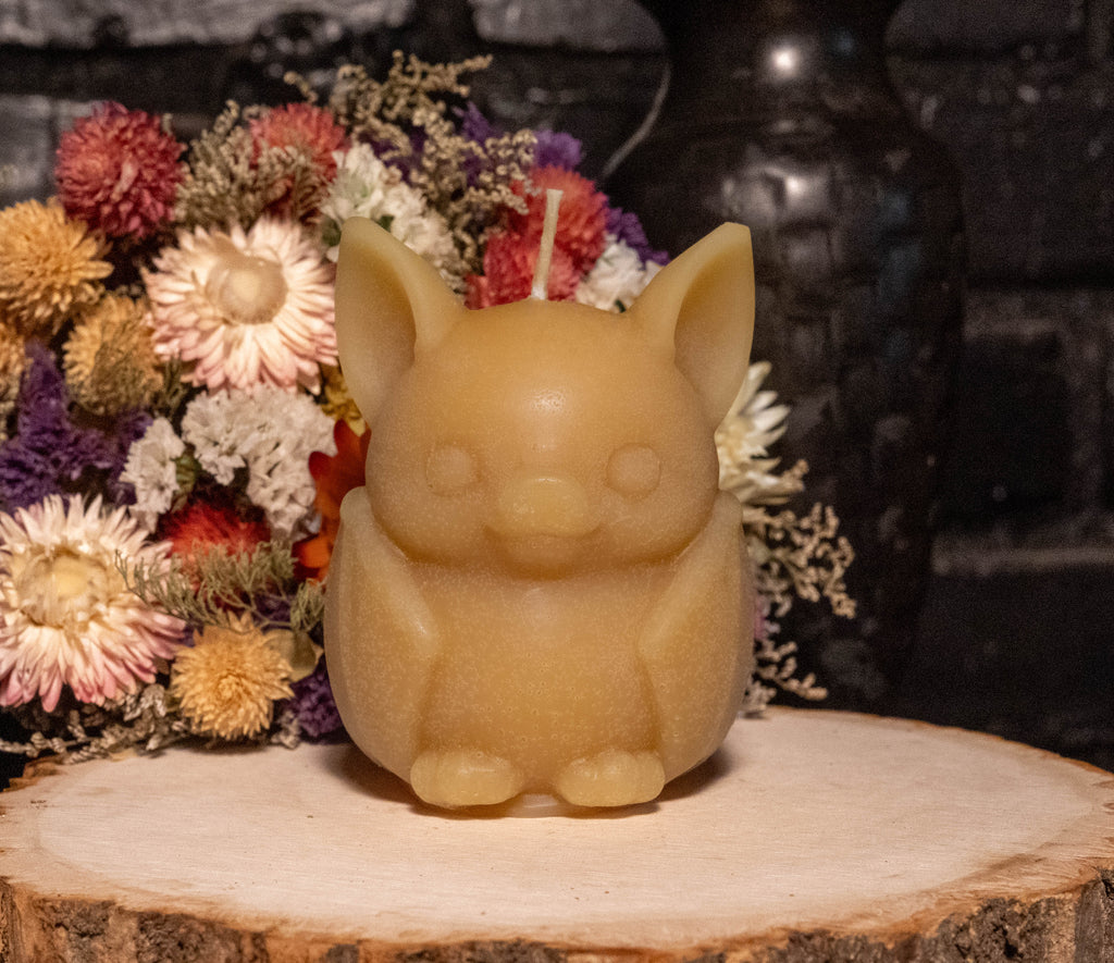 Bat Beeswax Candle: Hand-Poured Halloween Sculpture, Spooky Gothic Decor