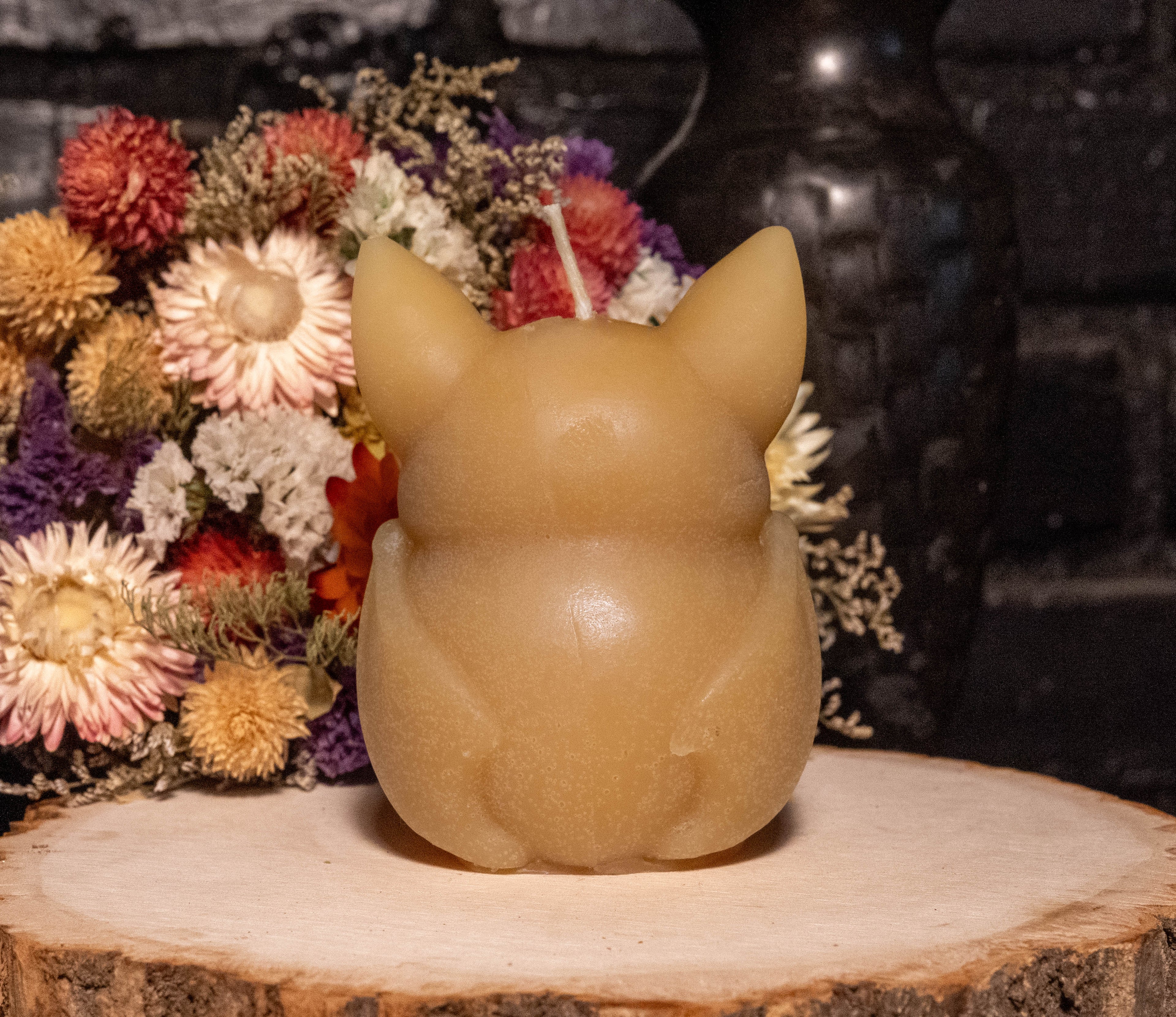 Bat Beeswax Candle: Hand-Poured Halloween Sculpture, Spooky Gothic Decor