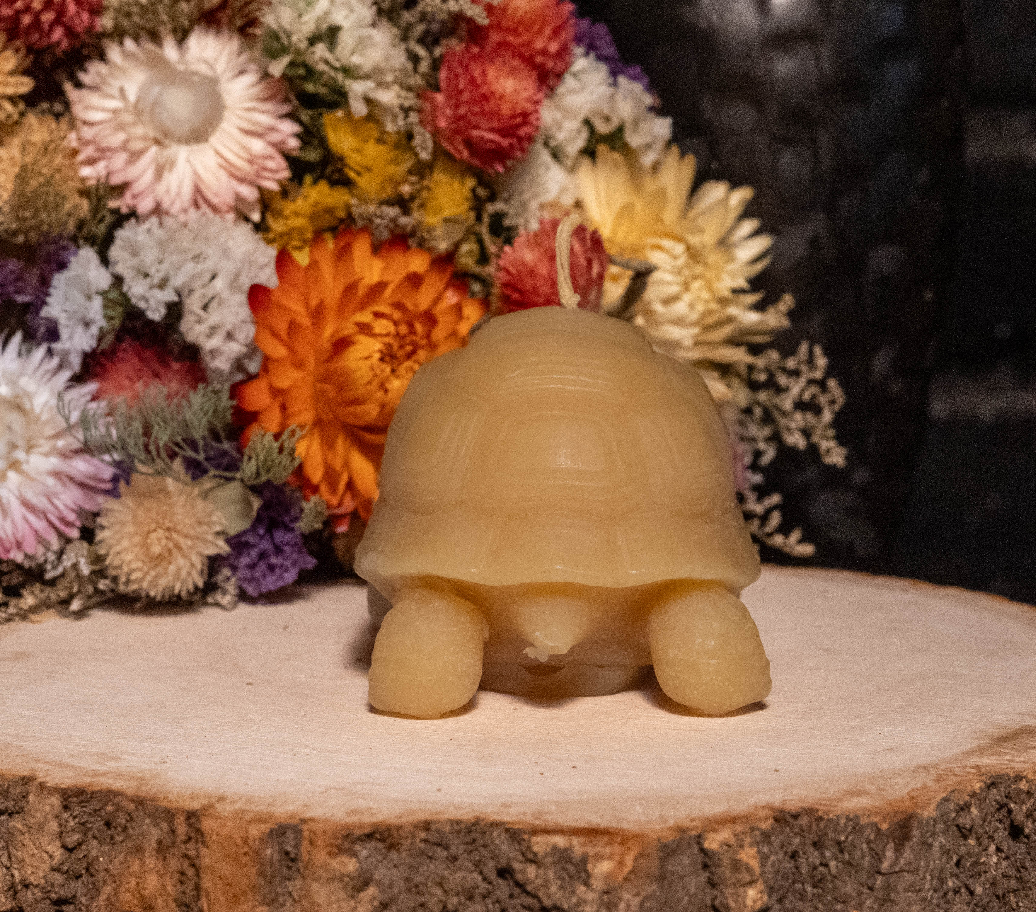 Tortoise Beeswax Candle: Hand-Poured Animal Sculpture, Reptile Lover Gift