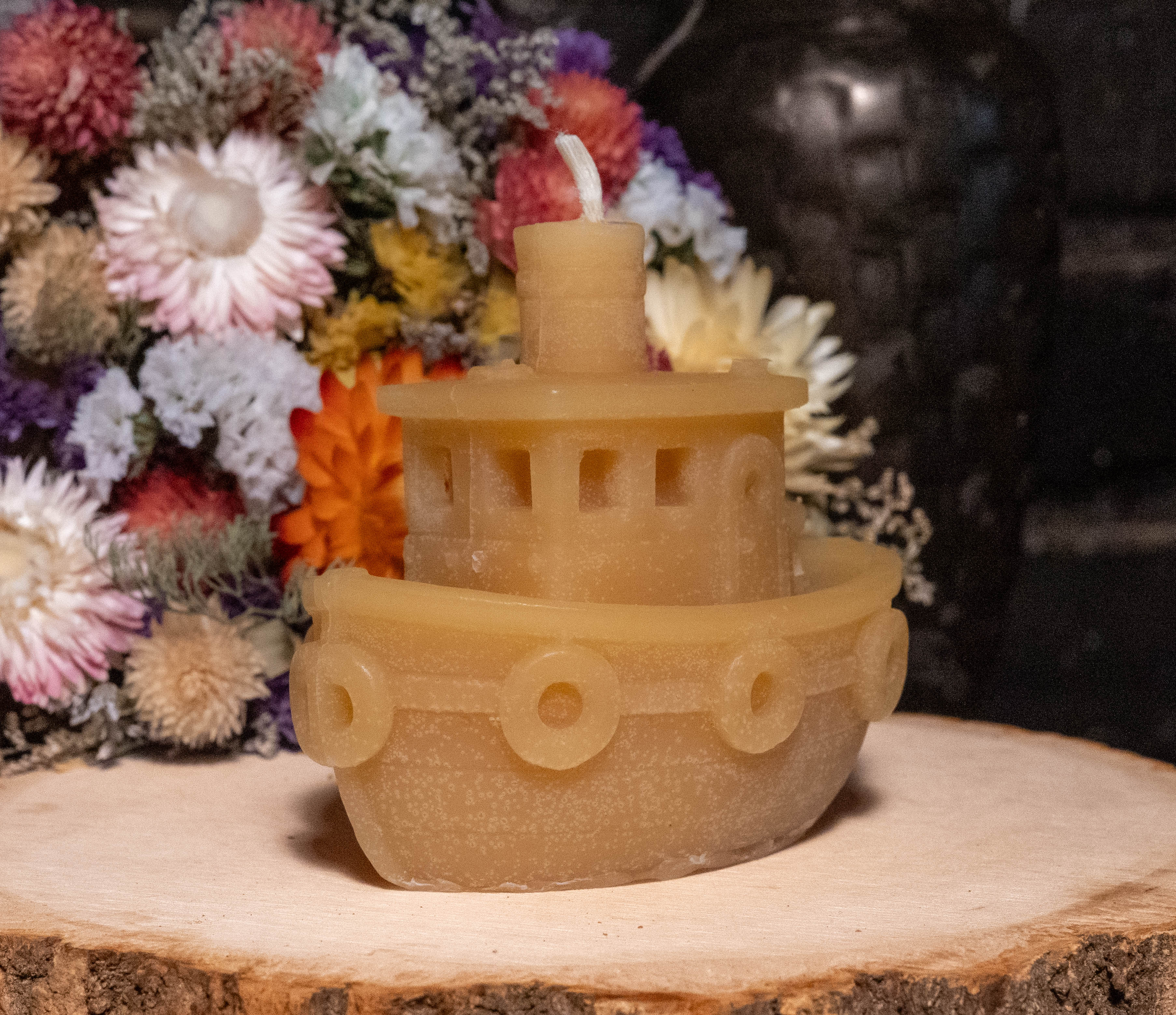 Tugboat Beeswax Candle: Hand-Poured Nautical Sculpture, Boat Lover Gift